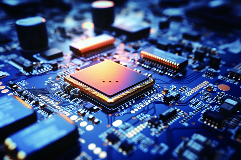 攝圖網_603076236_電路板上的金色芯片和電子元件(非企業(yè)商用)